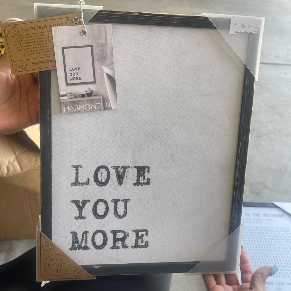 Distressed wood (love you more) wall decor